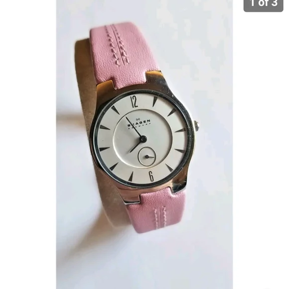SKAGEN Authentic Ladies ultra slim DS Watch pink leather band Skagen Women main image 2